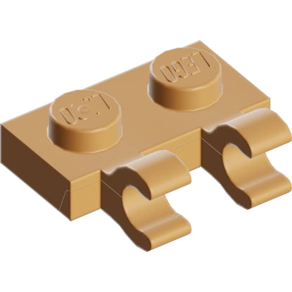 Teil 60470b – Platte, modifiziert 1 x 2 mit 2 offenen O-Clips (horizontaler Griff)
