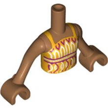 Part FTGpb021c01 - Torso Mini Doll Girl Bright Light Orange Halter Top with Red and White Pattern, Medium Nougat Arms with Hands