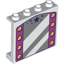 Part 60581pb157 - Panel 1 x 4 x 3 with Side Supports - Hollow Studs with Mirror, Dark Pink Sides with Lamps and Dark Purple Stars Pattern