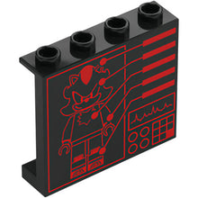 Part 60581pb226 - Panel 1 x 4 x 3 with Side Supports - Hollow Studs with Red Shadow the Hedgehog Minifigure Diagram, Graph, Circles and Keypad Pattern