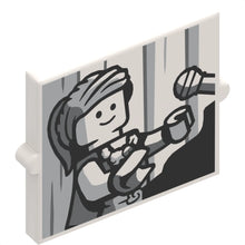 Part 60601pb032 - Glass for Window 1 x 2 x 2 Flat Front with Female Minifigure Singer Piano Player and Microphone Pattern
