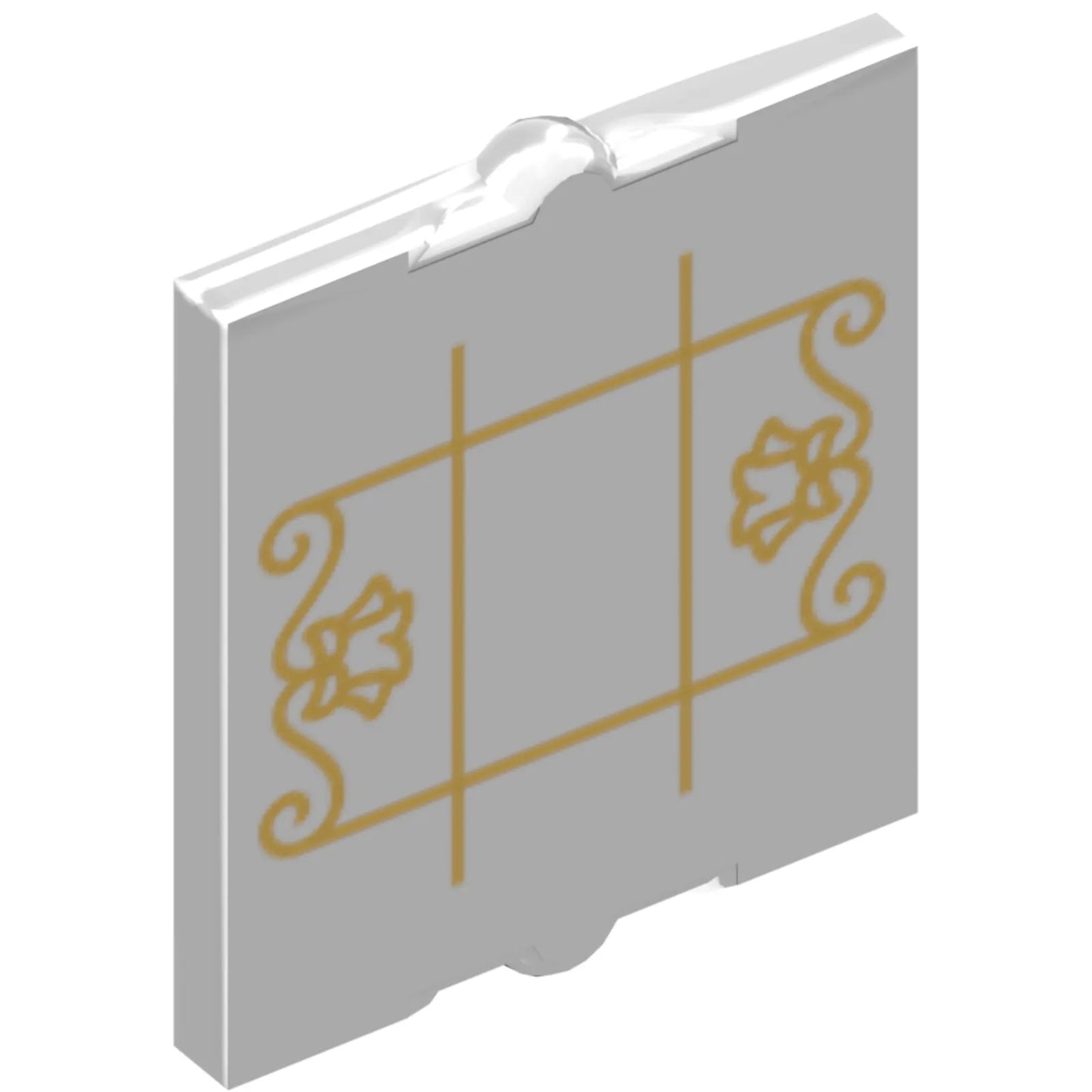 Part 60601pb046 - Glass for Window 1 x 2 x 2 Flat Front with Gold Lattice, Flowers and Filigree Pattern
