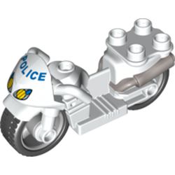 Part dupmc3pb01 - Duplo Motorcycle with Rubber Wheels and Headlights and Blue 'POLICE' Pattern