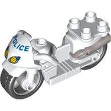 Part dupmc3pb01 - Duplo Motorcycle with Rubber Wheels and Headlights and Blue 'POLICE' Pattern