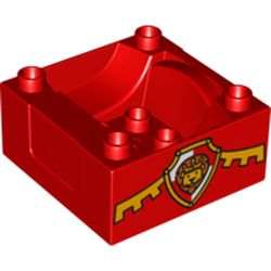 Part 98456pb04 - Duplo, Train Cab / Tender Base with Bottom Tubes with Lion on Shield Pattern