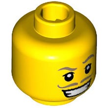 Part 3626cpb1188 - Minifigure, Head Moustache Dark Tan Thin, Goatee, Wide Smile with Teeth Pattern - Hollow Stud