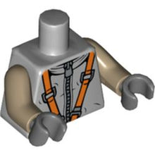 Part 973pb1788c01 - Torso Spacesuit with Silver Zipper and Orange Harness Pattern / Dark Tan Arms / Dark Bluish Gray Hands