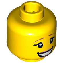 Part 3626cpb1189 - Minifigure, Head Dual Sided Female Dark Orange Eyebrows, Eyelashes, Bright Pink Lips, Smile / Eyes Closed, Kissing Pattern - Hollow Stud