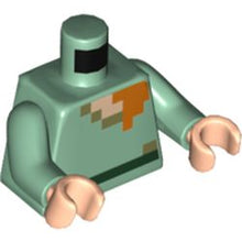 Part 973pb2186c01 - Torso Pixelated Shirt with Olive Green Collar and Dark Green Belt, Light Nougat Neck, Orange Hair Pattern / Sand Green Arms / Light Nougat Hands