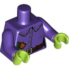 Part 973pb2109c01 - Torso Female Shirt with Buttons, Belt, Buckle and Patches Pattern / Dark Purple Arm Left with Dark Pink Patch /  Dark Purple Arm Right / Lime Hands
