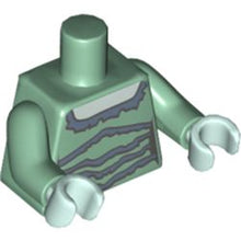 Part 973pb2101c01 - Torso Female Outline Light Aqua Skin and Dress with Gray Ruffles Pattern / Sand Green Arms / Light Aqua Hands