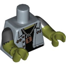 Part 973pb2106c01 - Torso Vest over Black Undershirt, Padlock, 'SHOCK 'n' ROLL' Back Pattern / Olive Green Arms with Black Short Sleeves and Stitches / Olive Green Hands
