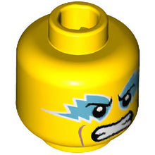 Part 3626cpb1485 - Minifigure, Head Medium Azure Eye Paint, Clenched Teeth Pattern - Hollow Stud