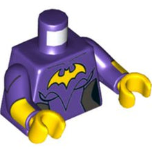 Part 973pb2624c01 - Torso Female Outline with Yellow Bat and Silver Side Trim Pattern / Dark Purple Arms with Yellow Cuffs Pattern / Yellow Hands