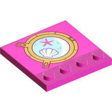 Part 6179pb100 - Tile, Modified 4 x 4 with Studs on Edge with Starfish and Clam / Scallop in Porthole Pattern (Sticker) - Set 41073
