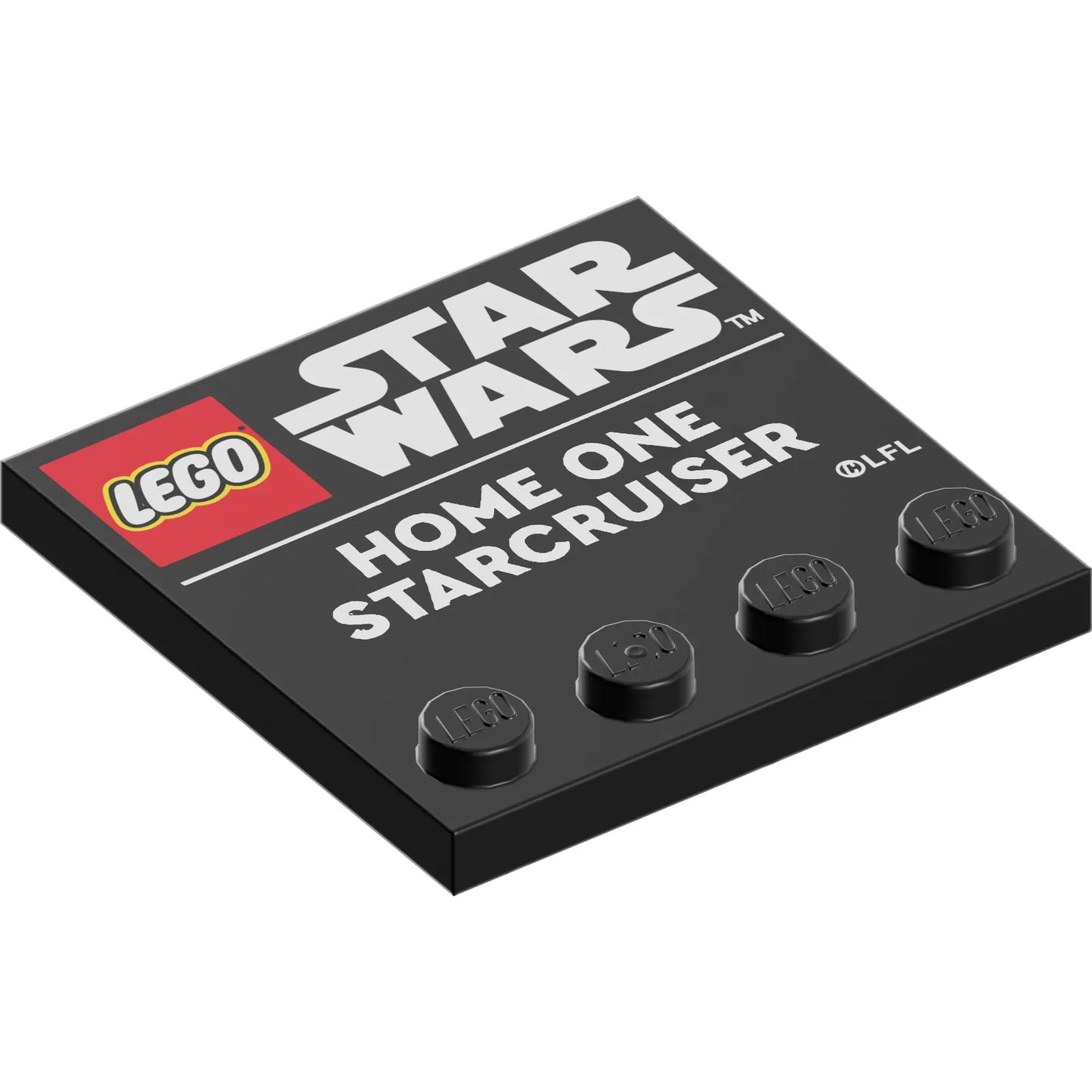Part 6179pb256 - Tile, Modified 4 x 4 with Studs on Edge with LEGO Star Wars Logo and White 'HOME ONE STARCRUISER' Pattern