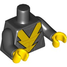 Part 973pb2952c01 - Torso Yellow Lightning 'V', Muscle Contour Lines Pattern / Black Arms / Yellow Hands