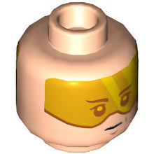 Part 3626cpb2237 - Minifigure, Head Dual Sided Orange Visor, Brown Eyebrows, Chin Dimple, Neutral / Concerned Pattern (SW Cloud Car Pilot) - Hollow Stud