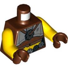 Part 973pb3447c01 - Torso Female, Flat Silver Chest Plate, Gears Belt and Necklace Pattern / Yellow Arms / Reddish Brown Hands