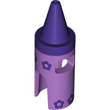Part 48544pb01 - Minifigure, Headgear Head Cover, Costume Crayon with Molded Dark Purple Tip and Flowers Pattern