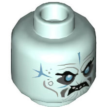 Part 3626cpb2376 - Minifigure, Head Dual Sided Wrinkles, Teeth, Ice Spikes Covering Right Eye / Angry Pattern - Hollow Stud