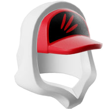 Part 52684pb01 - Minifigure, Headgear Hood Hoodie with Molded Red Cap and Printed Black Panel with 3 Streaks Pattern