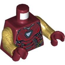 Part 973pb3503c01 - Torso Armor, Bright Light Blue Triangular Arc Reactor, Silver and Gold Trim Pattern / Pearl Gold Arms / Dark Red Hands