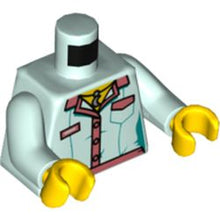 Part 973pb3711c01 - Torso Female Blouse, Dark Pink Collar and Trim and Silver Moon Necklace Pattern / Light Aqua Arms / Yellow Hands