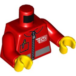 Part 973pb3755c01 - Torso Jacket with Silver Reflective Stripe and Zipper, Pen in Pocket, and White Envelope Airmail Logo Pattern / Red Arms / Yellow Hands