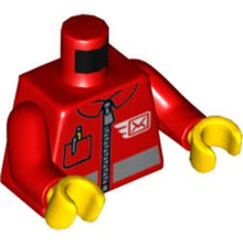 Part 973pb3755c01 - Torso Jacket with Silver Reflective Stripe and Zipper, Pen in Pocket, and White Envelope Airmail Logo Pattern / Red Arms / Yellow Hands