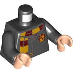 Part 973pb3667c01 - Torso Hogwarts Robe Clasped with Gryffindor Shield and Scarf Pattern / Black Arms / Light Nougat Hands