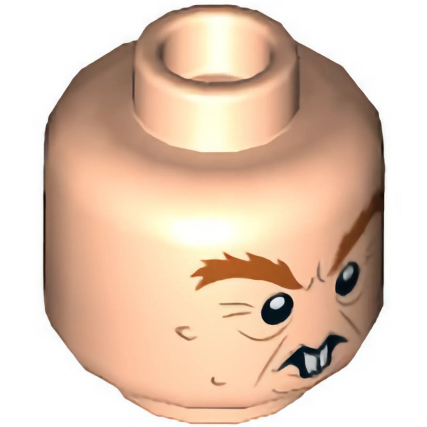 Part 3626cpb2437 - Minifigure, Head Dual Sided Crow's Feet,  Bushy Eyebrows and Rodent Teeth Pattern (Peter Pettigrew) - Hollow Stud