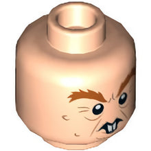 Part 3626cpb2437 - Minifigure, Head Dual Sided Crow's Feet,  Bushy Eyebrows and Rodent Teeth Pattern (Peter Pettigrew) - Hollow Stud
