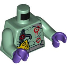 Part 973pb3784c01 - Torso Silver Duct Tape Belt and Shoulder Strap, Black Muscle Lines, Red Circles Pattern / Sand Green Arms / Dark Purple Hands