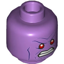 Part 3626cpb2576 - Minifigure, Head Alien Red Eyes, White Teeth, Dark Purple Cheek Lines, Angry Pattern - Hollow Stud