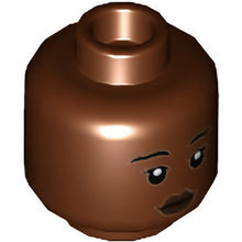 Part 3626cpb2593 - Minifigure, Head Dual Sided Female, Dark Brown Lips, Black Eyebrows, Neutral / Angry Pattern - Hollow Stud