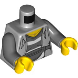 Part 973pb3775c01 - Torso Female Hoodie with Laces over Dark Bluish Gray and White Striped Shirt, Belt with Bag Pattern / Dark Bluish Gray Arms / Yellow Hands