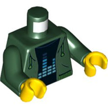 Part 973pb3780c01 - Torso Hoodie with Bright Green Drawstrings and Waistband over Black Shirt with Equalizer Bars Pattern / Dark Green Arms / Yellow Hands