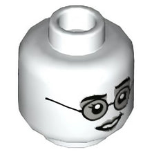 Part 3626cpb3105 - Minifigure, Head Dual Sided Female, Black Eyebrows and Glasses, Light Bluish Gray Lips, Lopsided Grin / Sad with Tear Pattern - Hollow Stud