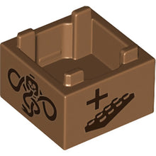 Part 35700pb08 - Container, Box 2 x 2 x 1 - Top Opening with Flat Inner Bottom with HP Game Spinner / Dreidel Actions with Dark Mark, Plus and Minus Signs, and Plates Pattern
