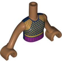 Part FTGpb219c01 - Torso Mini Doll Girl Black Top with Gold Mesh, Magenta Ruffle Pattern, Medium Nougat Arms with Hands