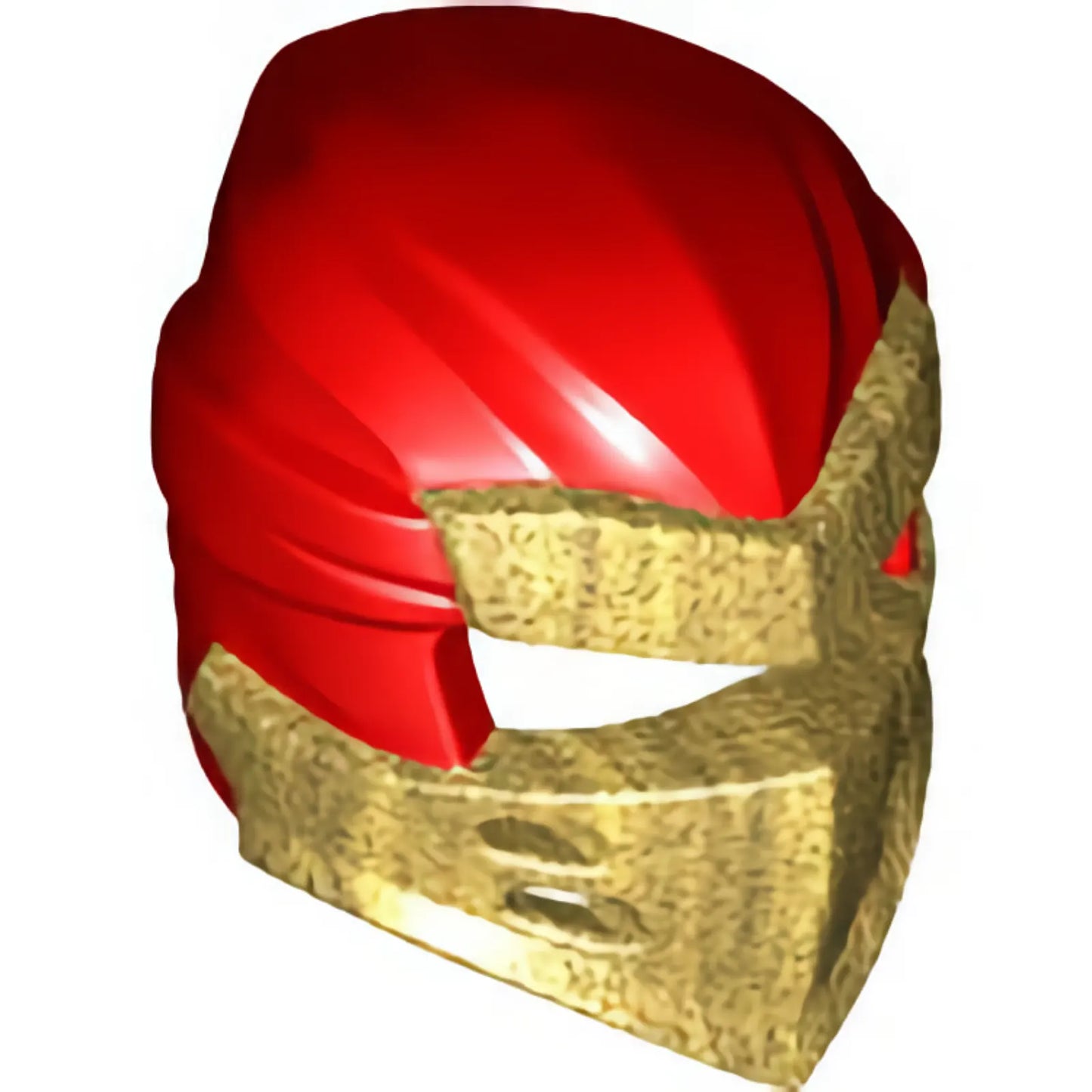 Part 66953pb04 - Minifigure, Headgear Ninjago Wrap Type 7 with 4 Slits on Front with Molded Pearl Gold Armor Pattern