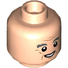 Part 3626cpb2658 - Minifigure, Head Dual Sided Dark Bluish Gray Eyebrows, Nougat Wrinkles and Chin Dimple, Open Mouth Smile / Frown Pattern - Hollow Stud