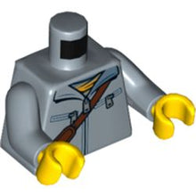Part 973pb3902c01 - Torso Jacket with Zipper, Diagonal Belt and Bag on Back Pattern / Sand Blue Arms / Yellow Hands