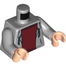 Part 973pb2066c01 - Torso Hooded Sweatshirt Open with Drawstrings over Dark Red Top Pattern / Light Bluish Gray Arms / Light Nougat Hands