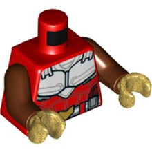 Part 973pb3916c01 - Torso Armor White with Black Muscles Outline and White Belt with Gold Buckle Pattern / Reddish Brown Arms / Pearl Gold Hands