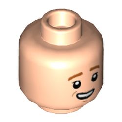 Part 3626pb2678 - Minifigure, Head Dual Sided Child Dark Orange Eyebrows, Lopsided Smile with Teeth / Laughing with Closed Eyes Pattern - Hollow Stud