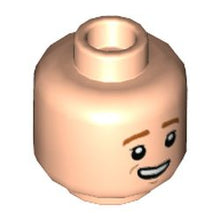 Part 3626pb2678 - Minifigure, Head Dual Sided Child Dark Orange Eyebrows, Lopsided Smile with Teeth / Laughing with Closed Eyes Pattern - Hollow Stud