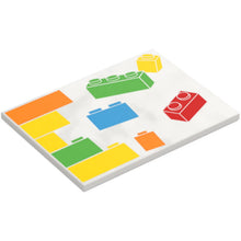 Part 6320pb002L - Tile 6 x 8 with Yellow, Orange, Red, Green and Dark Azure Stacked and Loose LEGO Bricks Pattern Model Left Side