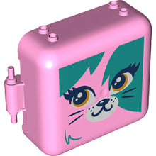Part 64462pb03 - Container, Box 3 x 8 x 6 2/3 Half Front with Cat Face with Dark Turquoise Splotches Pattern